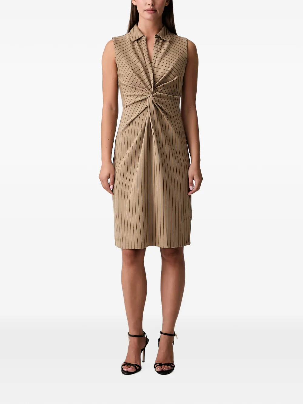 DKNY Mini-jurk met krijtstreep en gedraaid detail Bruin