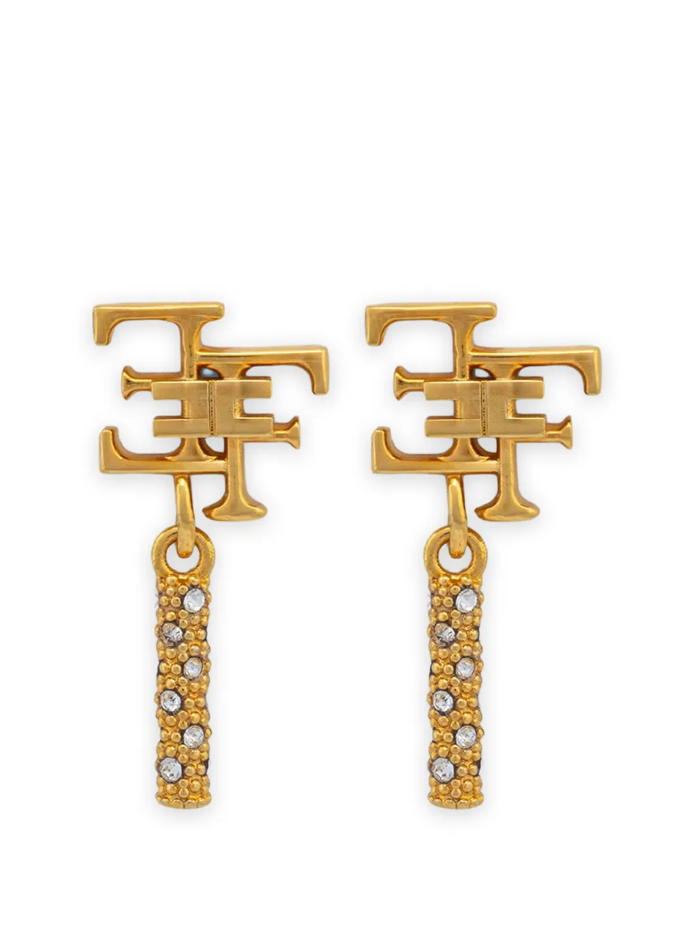 Elisabetta Franchi logo-plaque drop earrings - Oro