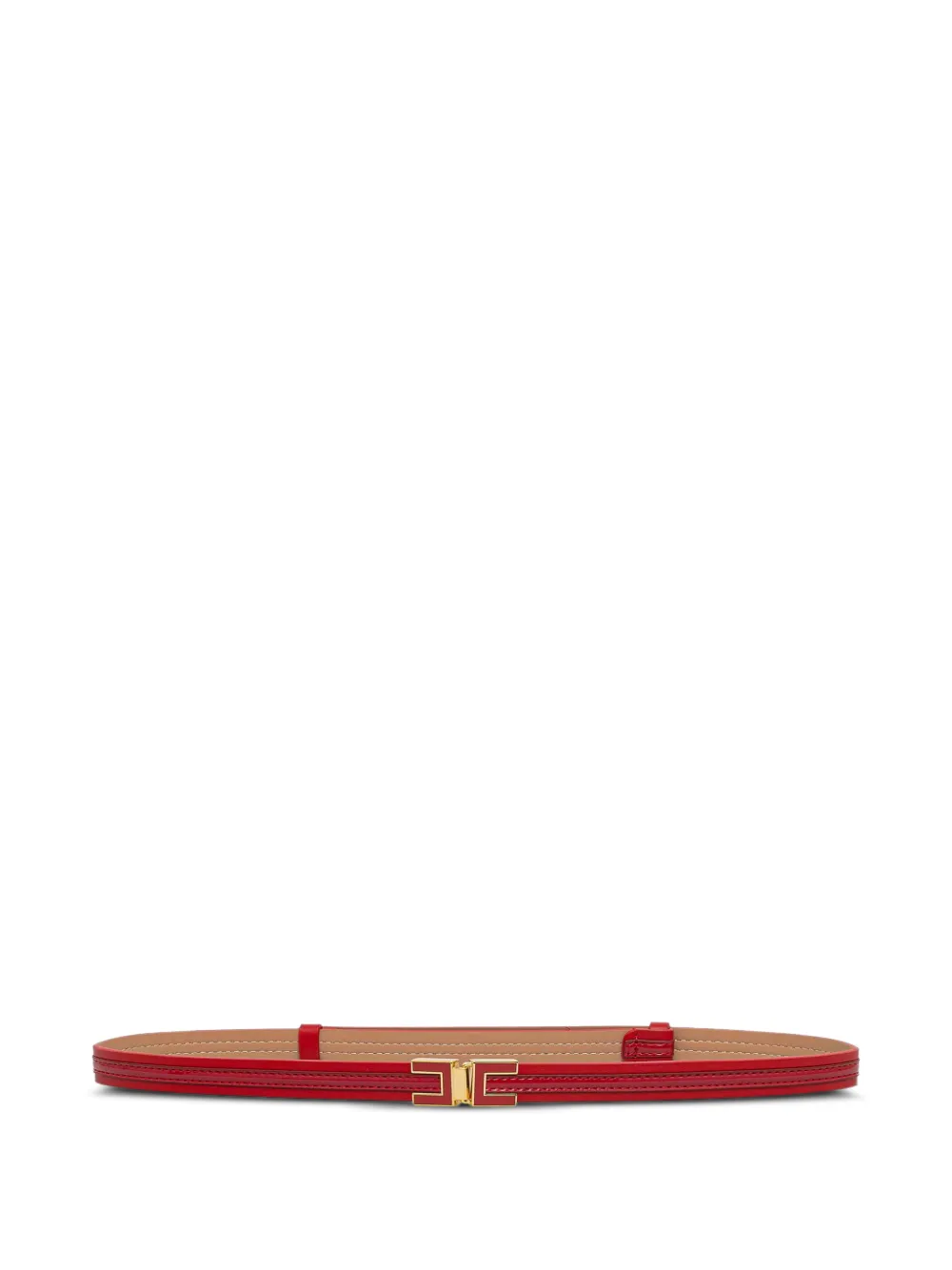 Elisabetta Franchi logo-plaque leather belt - Rosso