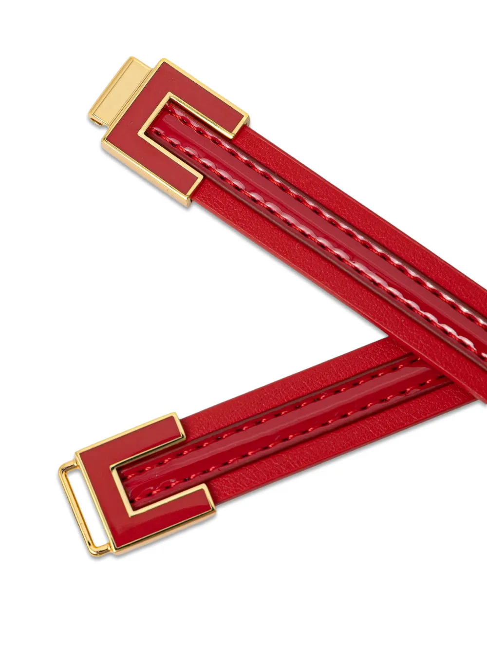 Elisabetta Franchi Leren riem met logoplakkaat Rood