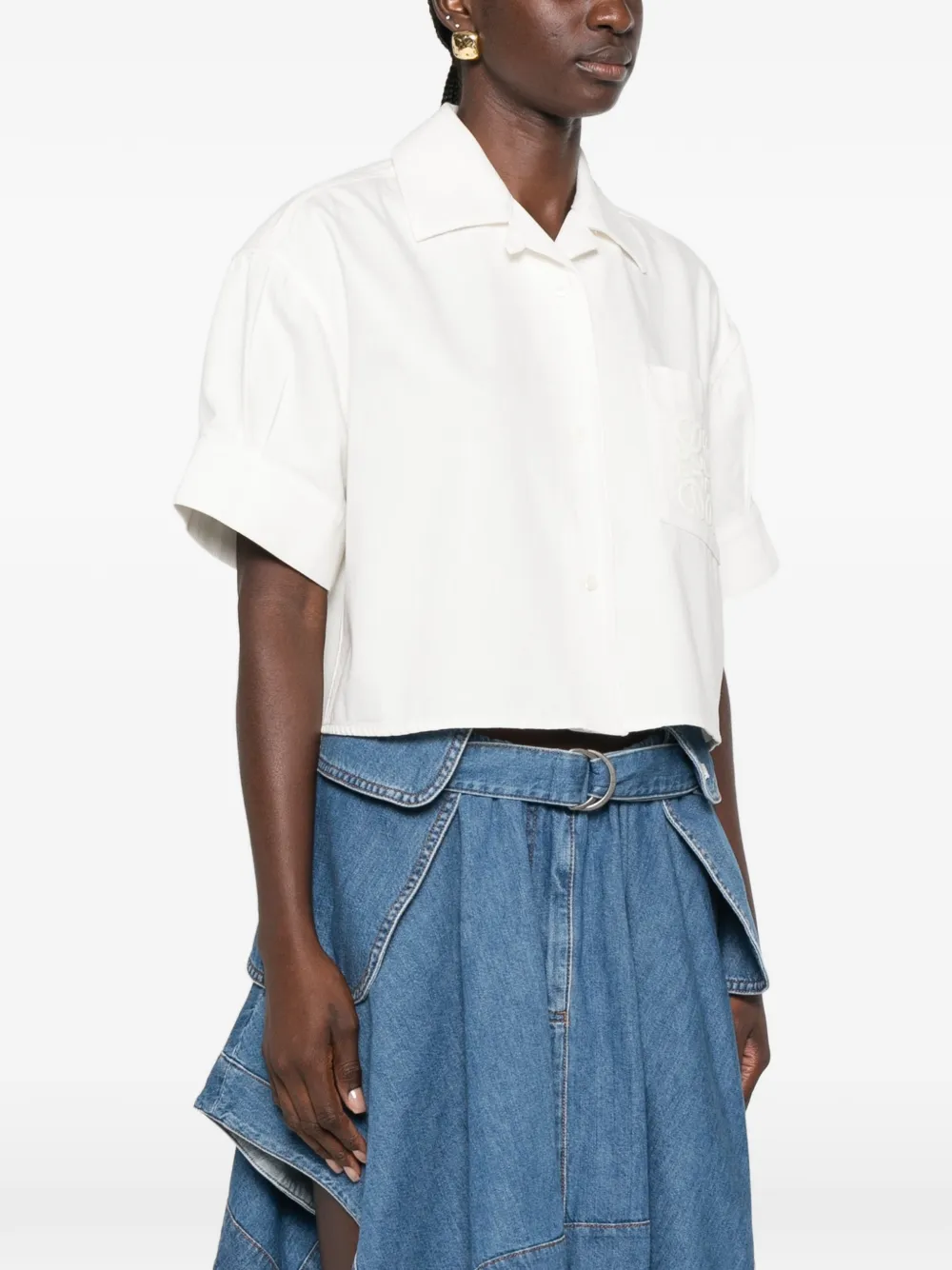 LOEWE Denim blouse met korte mouwen Wit