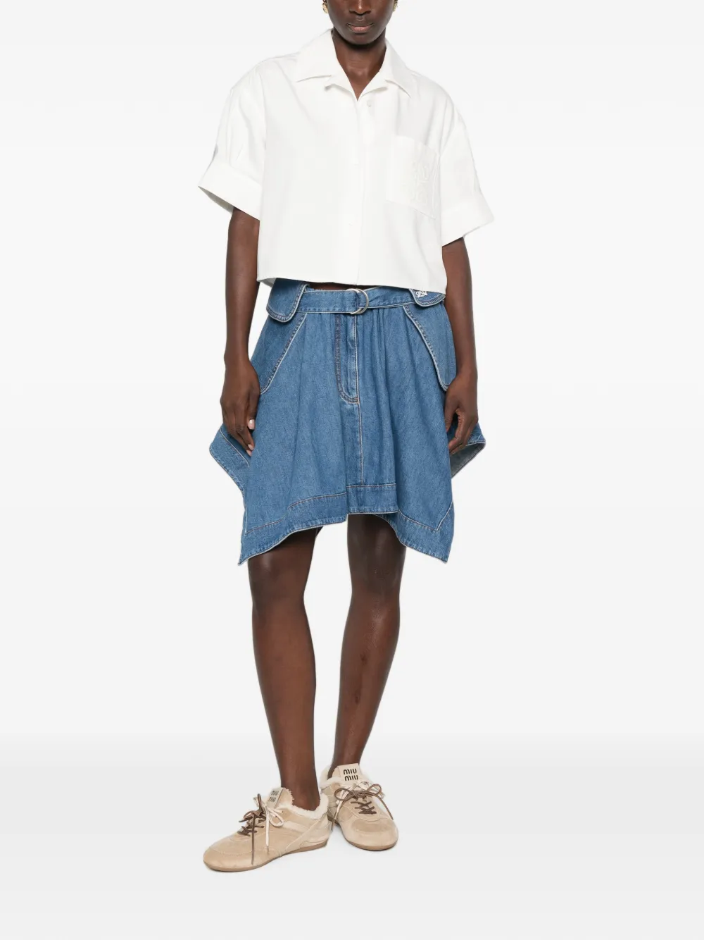 LOEWE Denim blouse met korte mouwen Wit