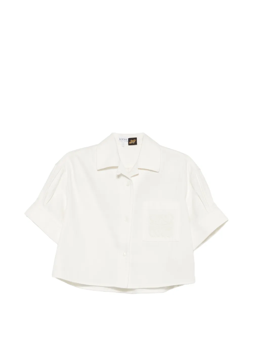 LOEWE x Paula's Ibiza anagram-embroidered cropped shirt - Bianco