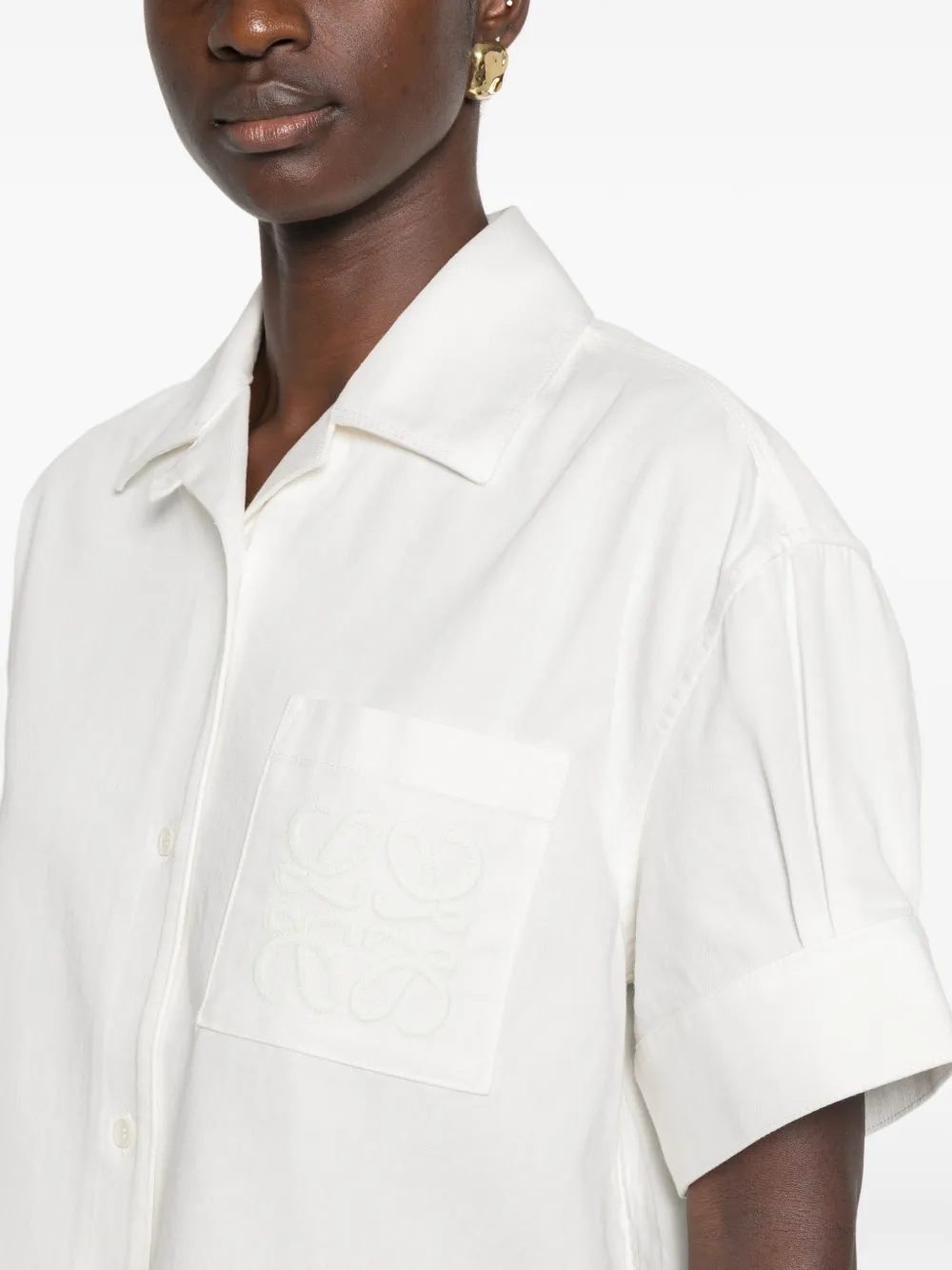LOEWE Denim blouse met korte mouwen Wit