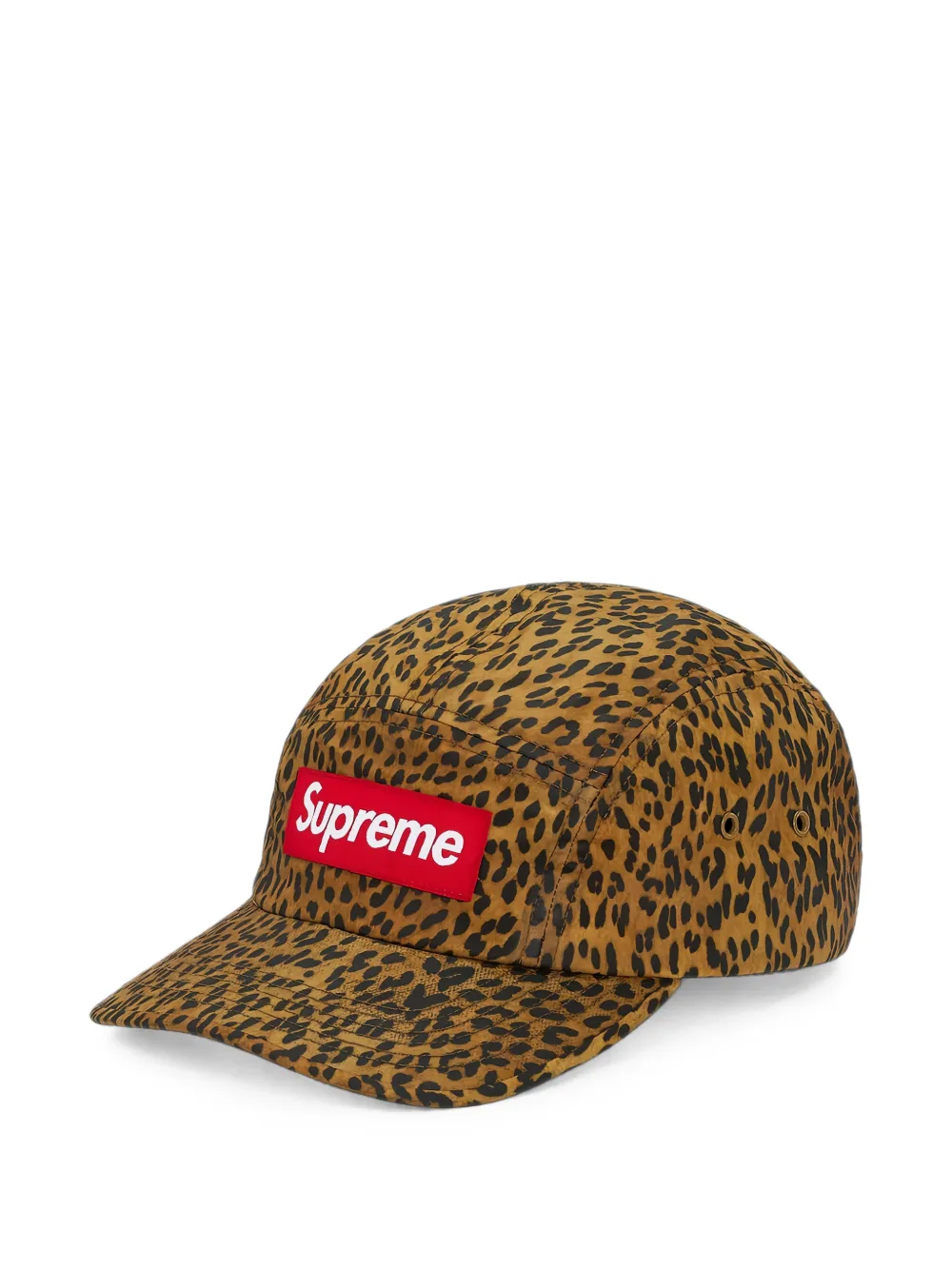 Supreme waxed leopard-print camp cap - Marrone