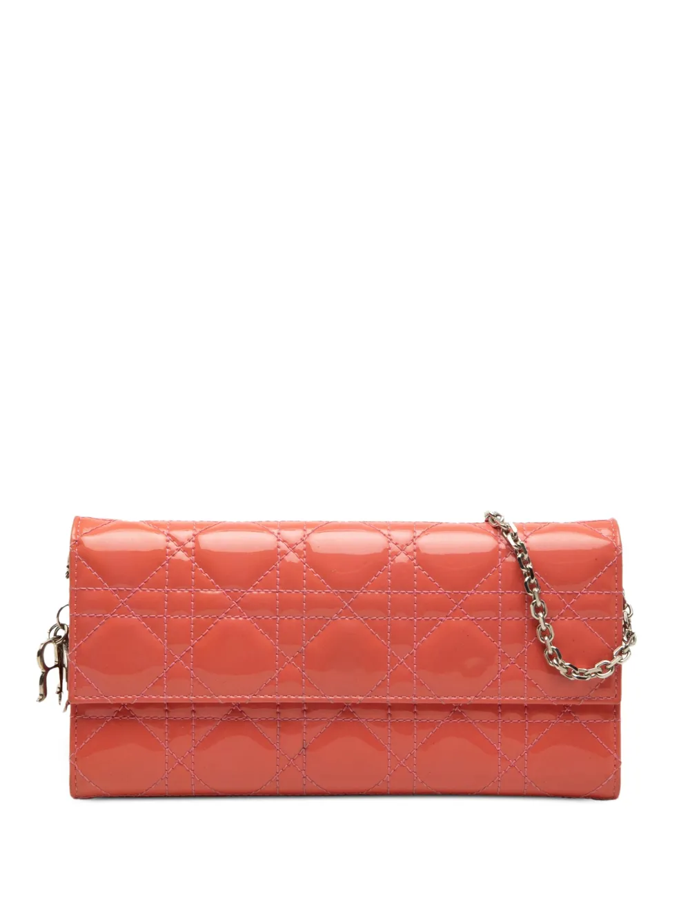 Christian Dior Pre-Owned portefeuille verni Cannage Lady Dior à bride en chaîne (2014) - Rose