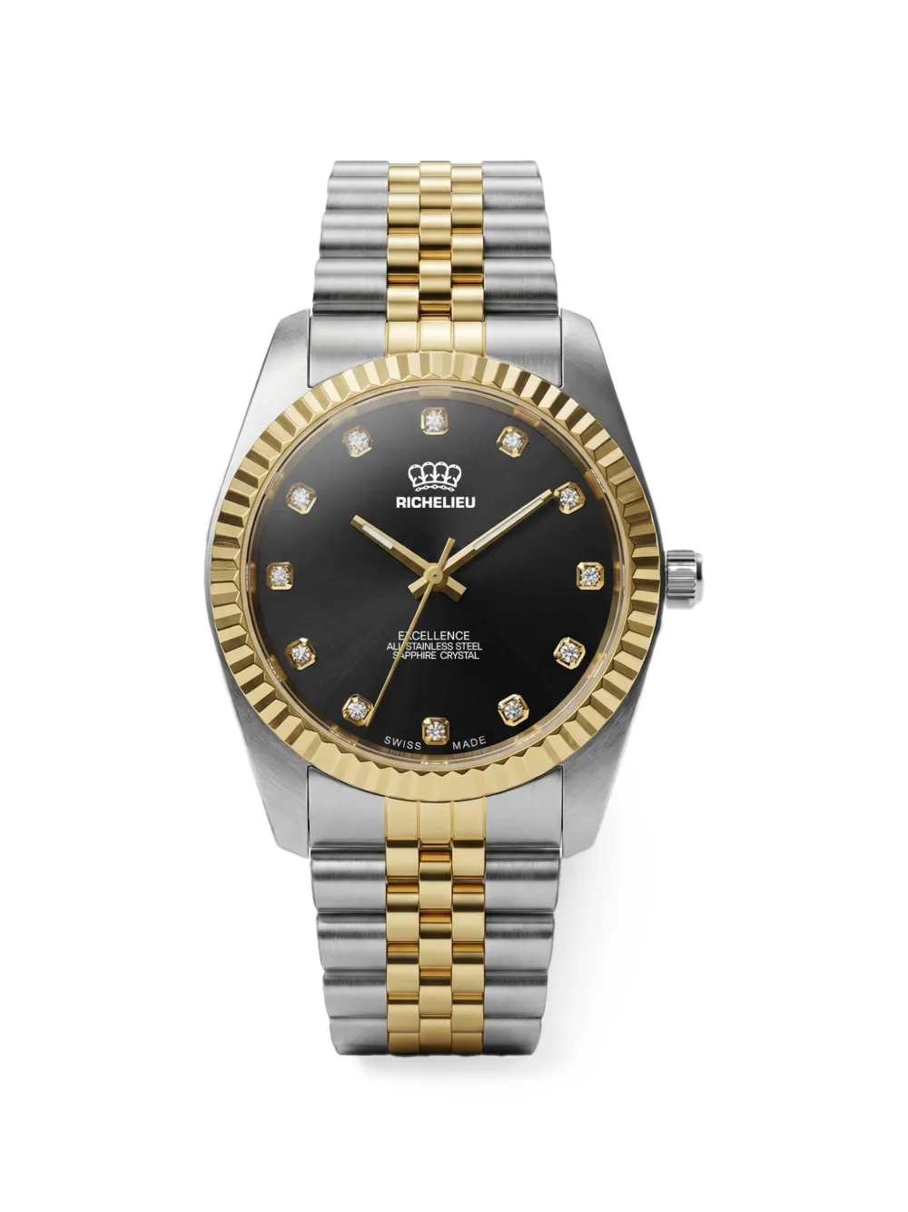 Richelieu Swiss Classic fluted bezel 22mm watch - Nero