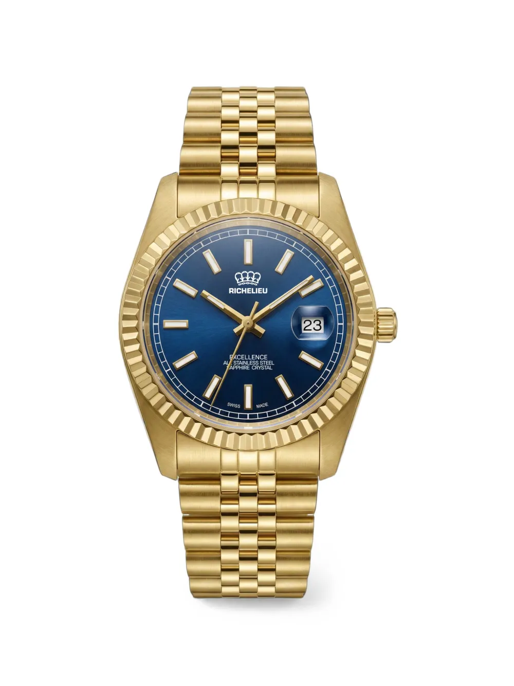 Richelieu Swiss Excellence fluted-bezel 41mm watch - Blu