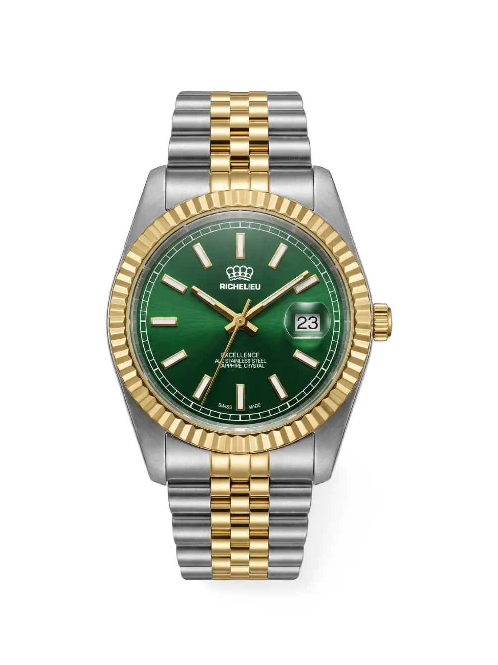 Richelieu Swiss Classic fluted bezel 41mm watch - Verde