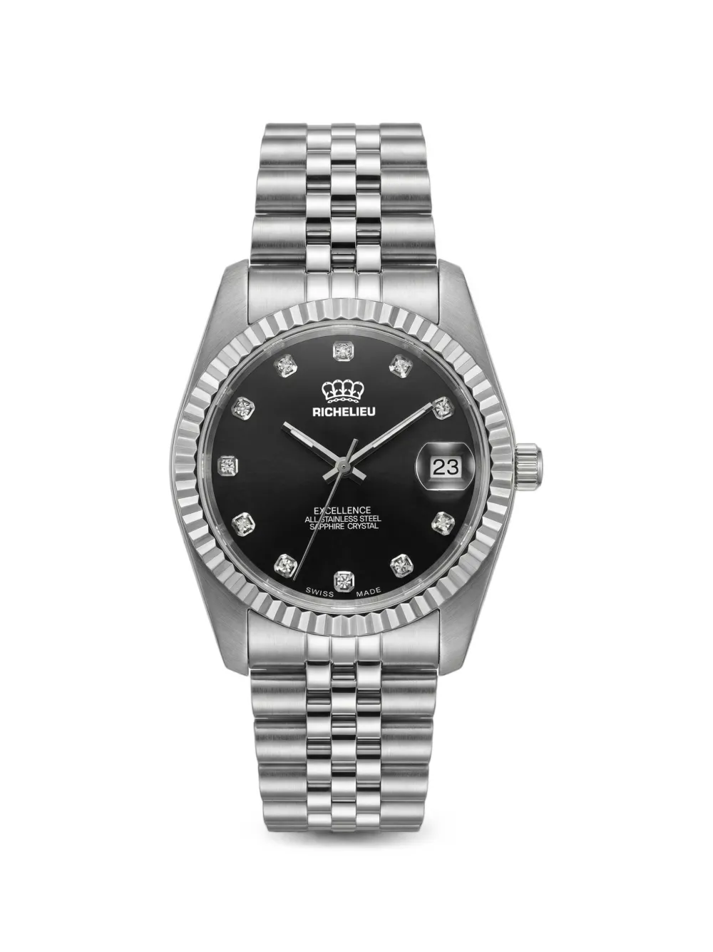 Richelieu Swiss Excellence fluted bezel 31mm watch - Nero