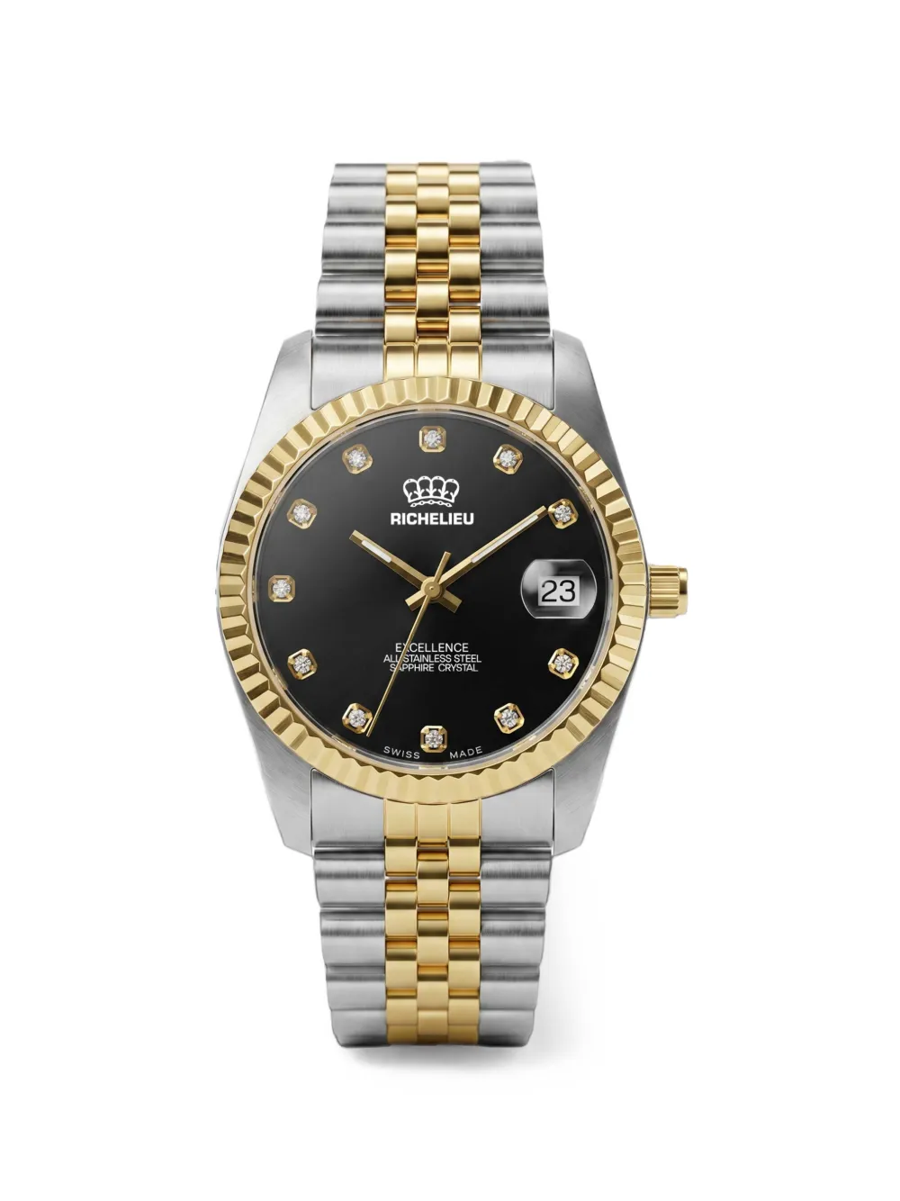 Richelieu Swiss Classic fluted bezel 31mm watch - Nero