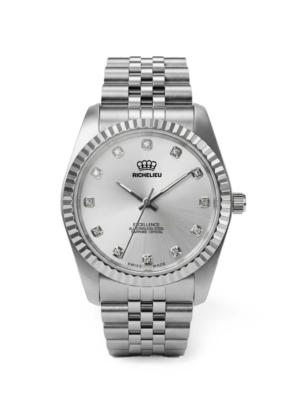 Richelieu Swiss Excellence fluted bezel 22mm watch - Argento