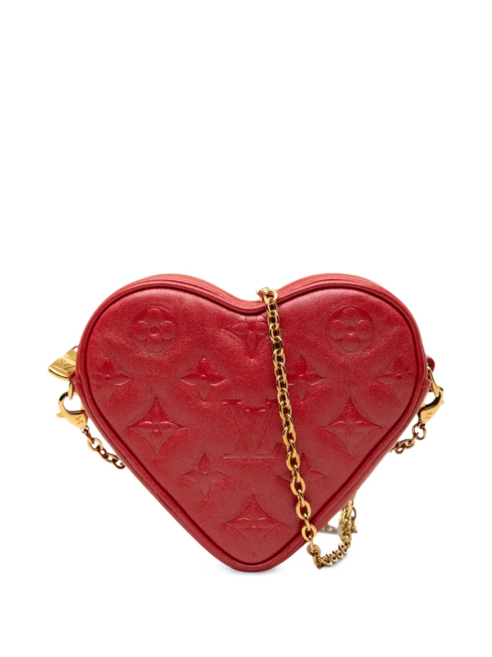 Louis Vuitton Pre-Owned 2021-2026 Monogram Embossed Lambskin Fall In Love Sac Coeur Heart on Chain crossbody bag - Rosso