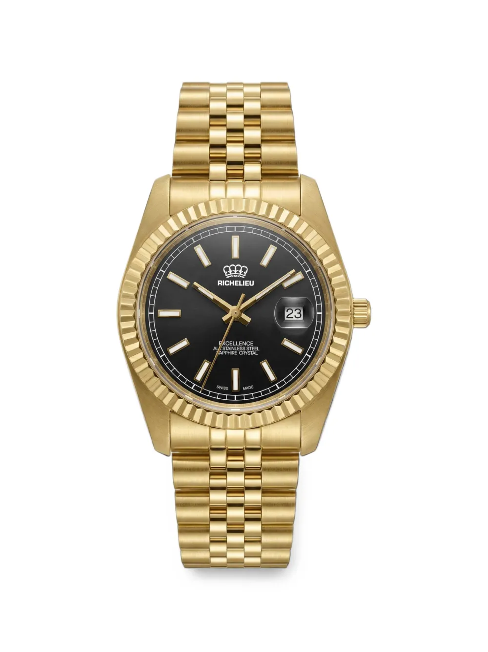Richelieu Swiss Classic fluted bezel 41mm watch - Nero