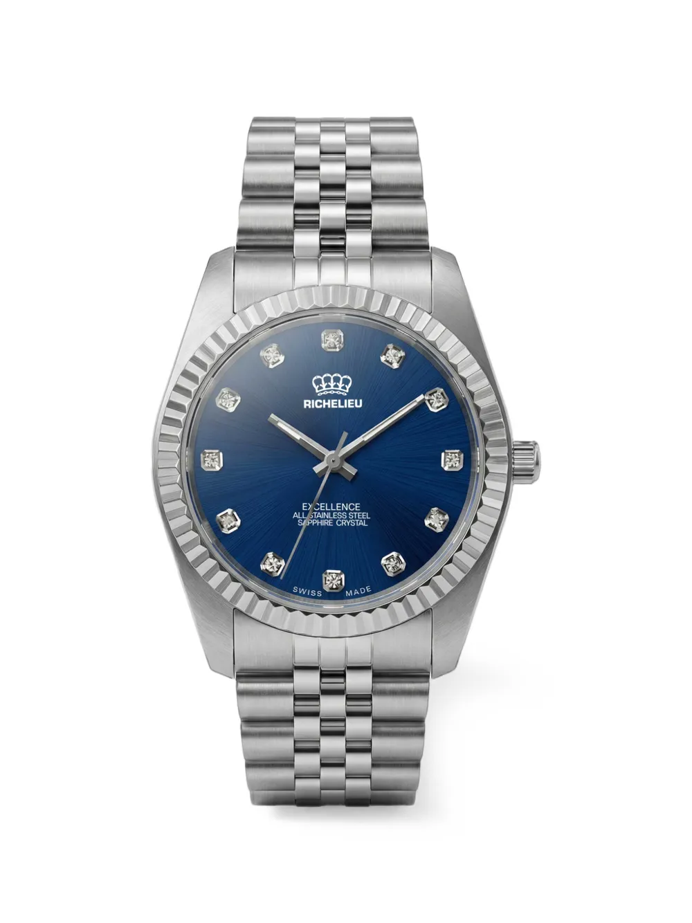 Richelieu Swiss Excellence fluted-bezel 22mm watch - Blu