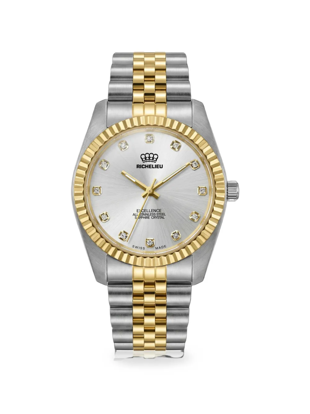 Richelieu Swiss Excellence fluted bezel 22mm watch - Argento