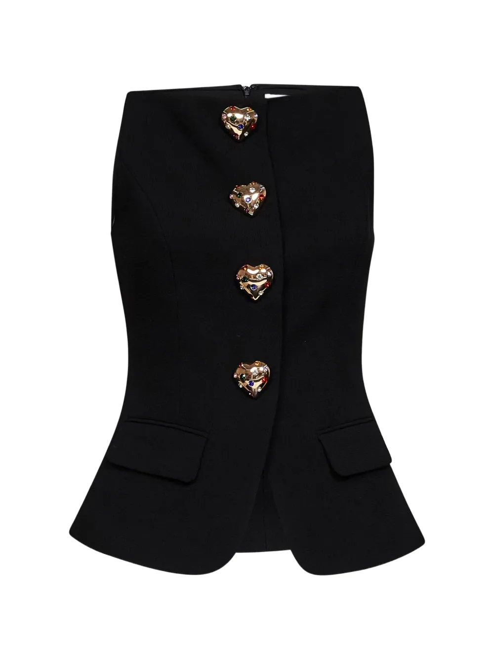 Self-Portrait crystal-embellished peplum top - Nero