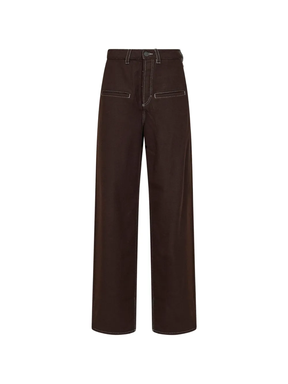 Uma Wang contrast-stitch wide-leg trousers - Marrone