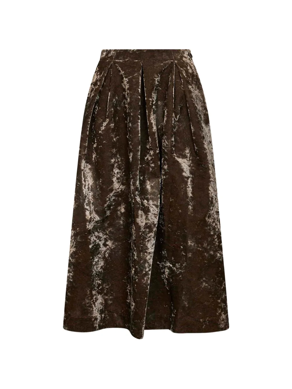 Uma Wang inverted-pleat flared midi skirt - Braun