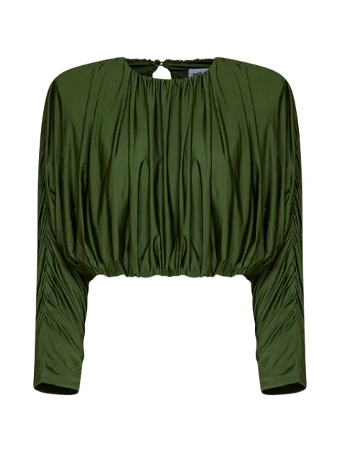 Self-Portrait gathered cropped top
