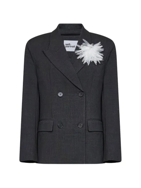 Self-Portrait double-breasted floral-corsage blazer