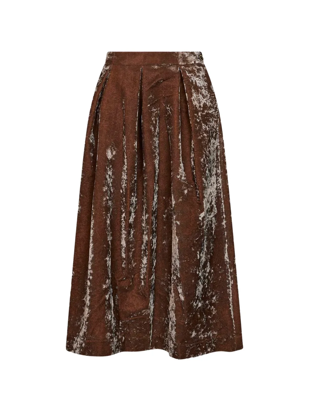 Uma Wang inverted-pleat flared midi skirt - Marrone
