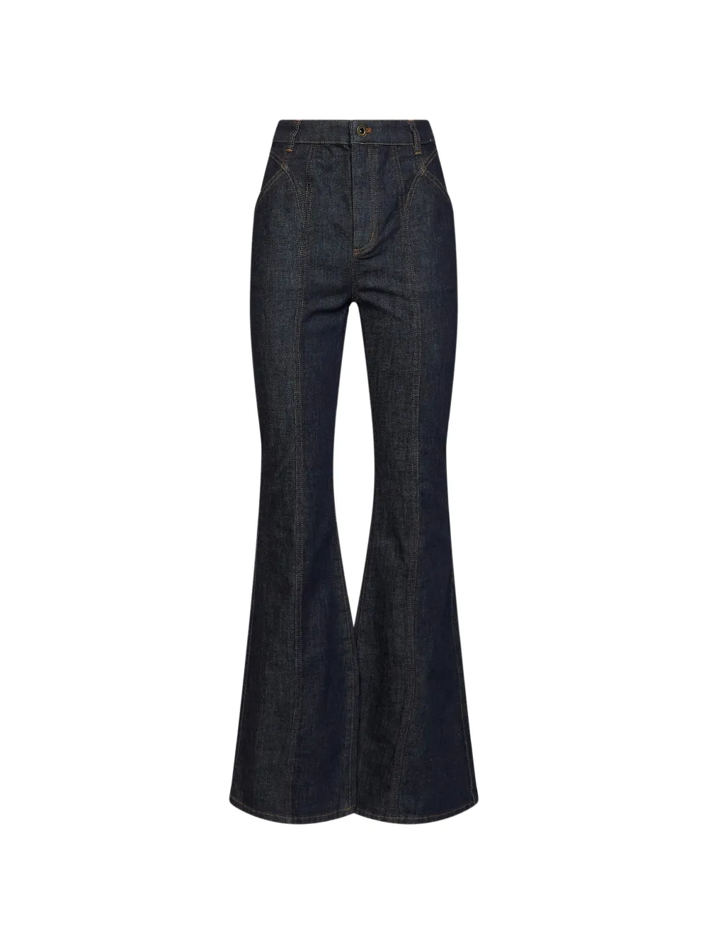 Self-Portrait flared-bottom seam-detail jeans - Blu