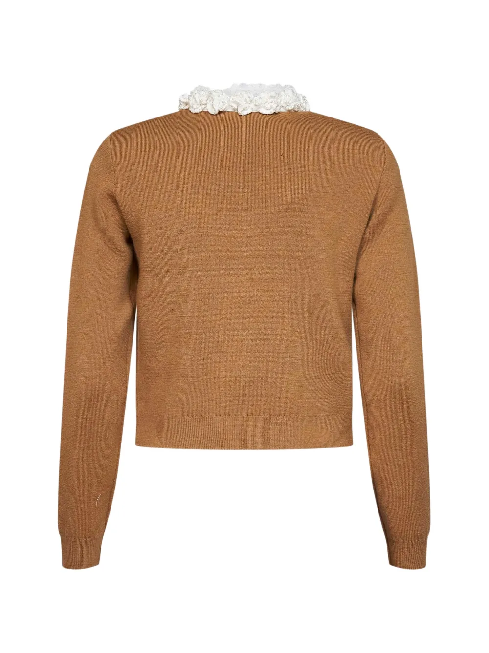 Self-Portrait embellished ruffled-collar cardigan Bruin