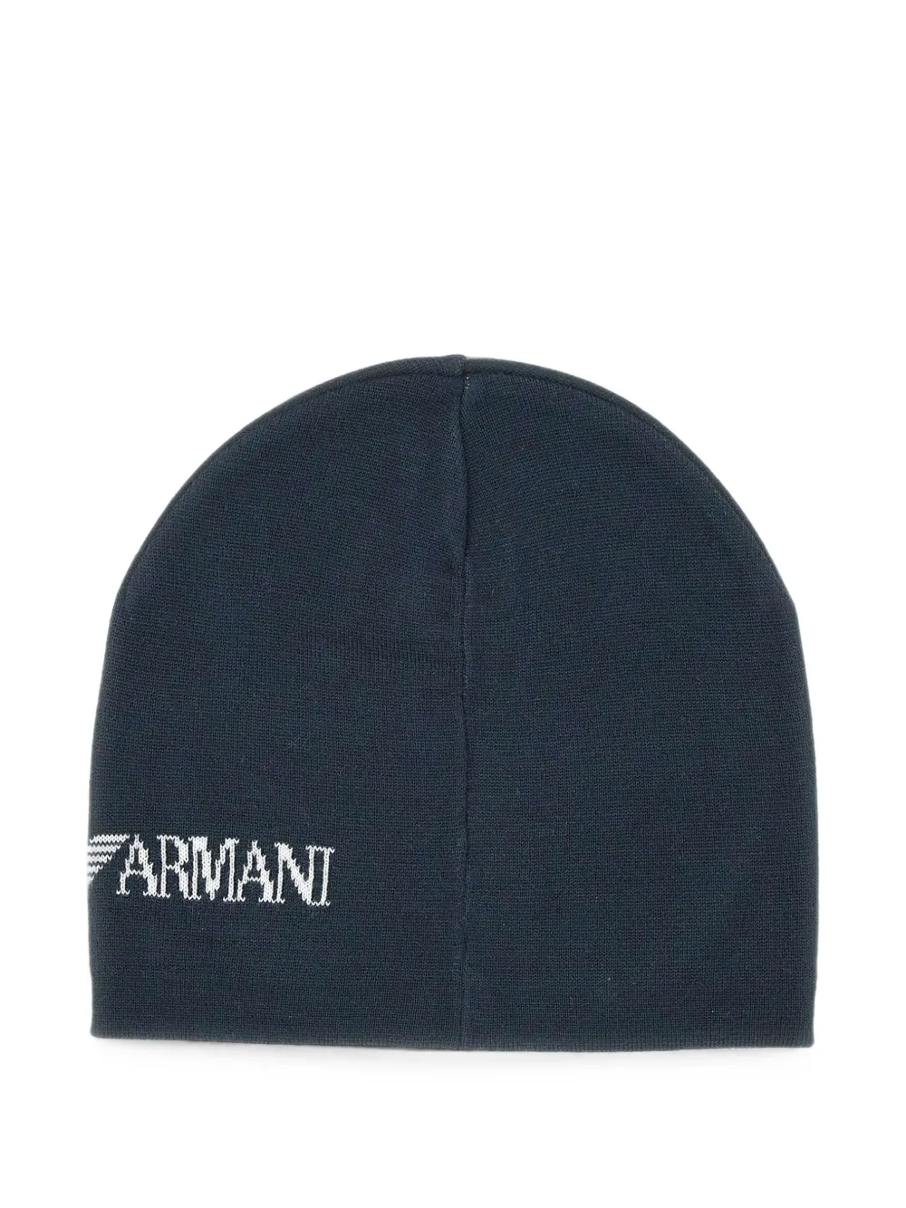 Ea7 Emporio Armani Geribbelde muts met logo-jacquard Blauw