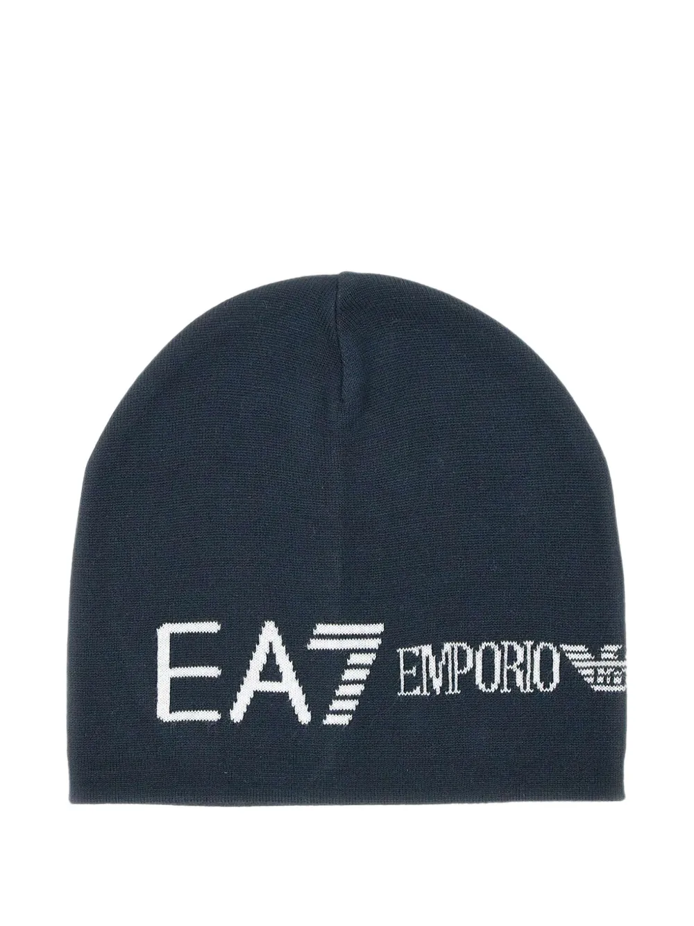 Ea7 Emporio Armani logo-jacquard ribbed beanie hat - Blu