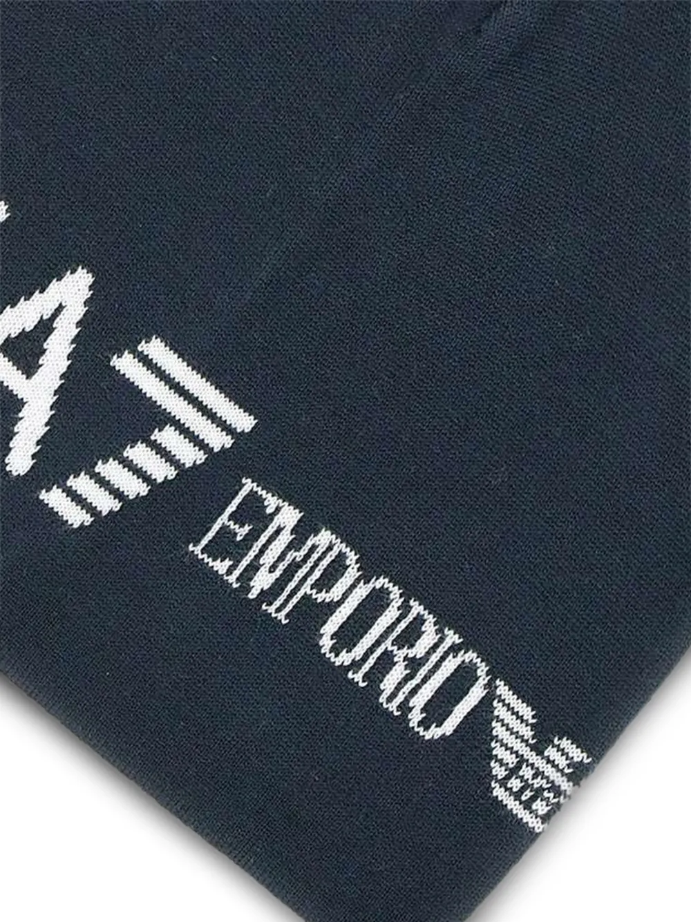 Ea7 Emporio Armani Geribbelde muts met logo-jacquard Blauw