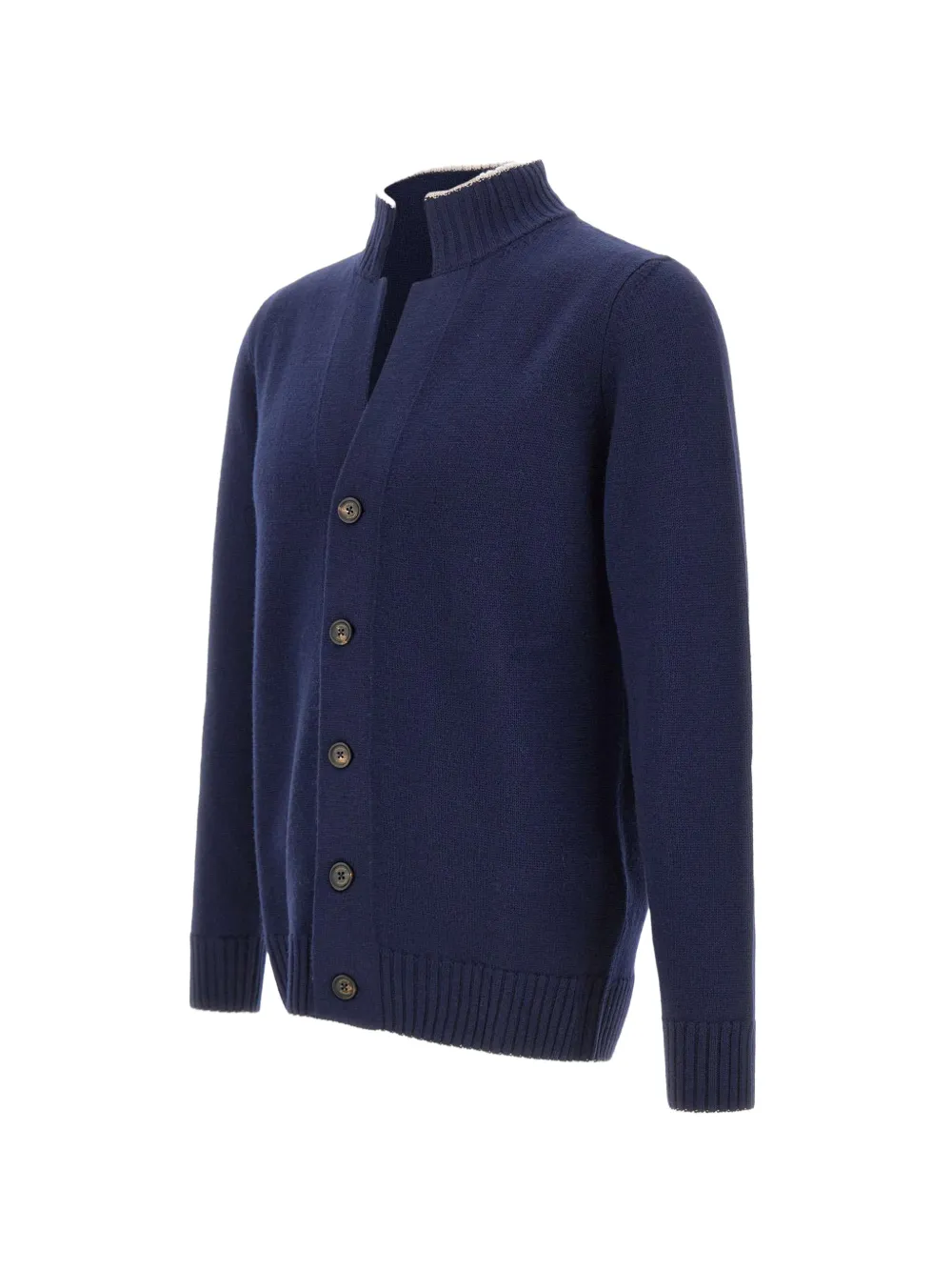 Eleventy Vest met geribbelde afwerking en knopen Blauw