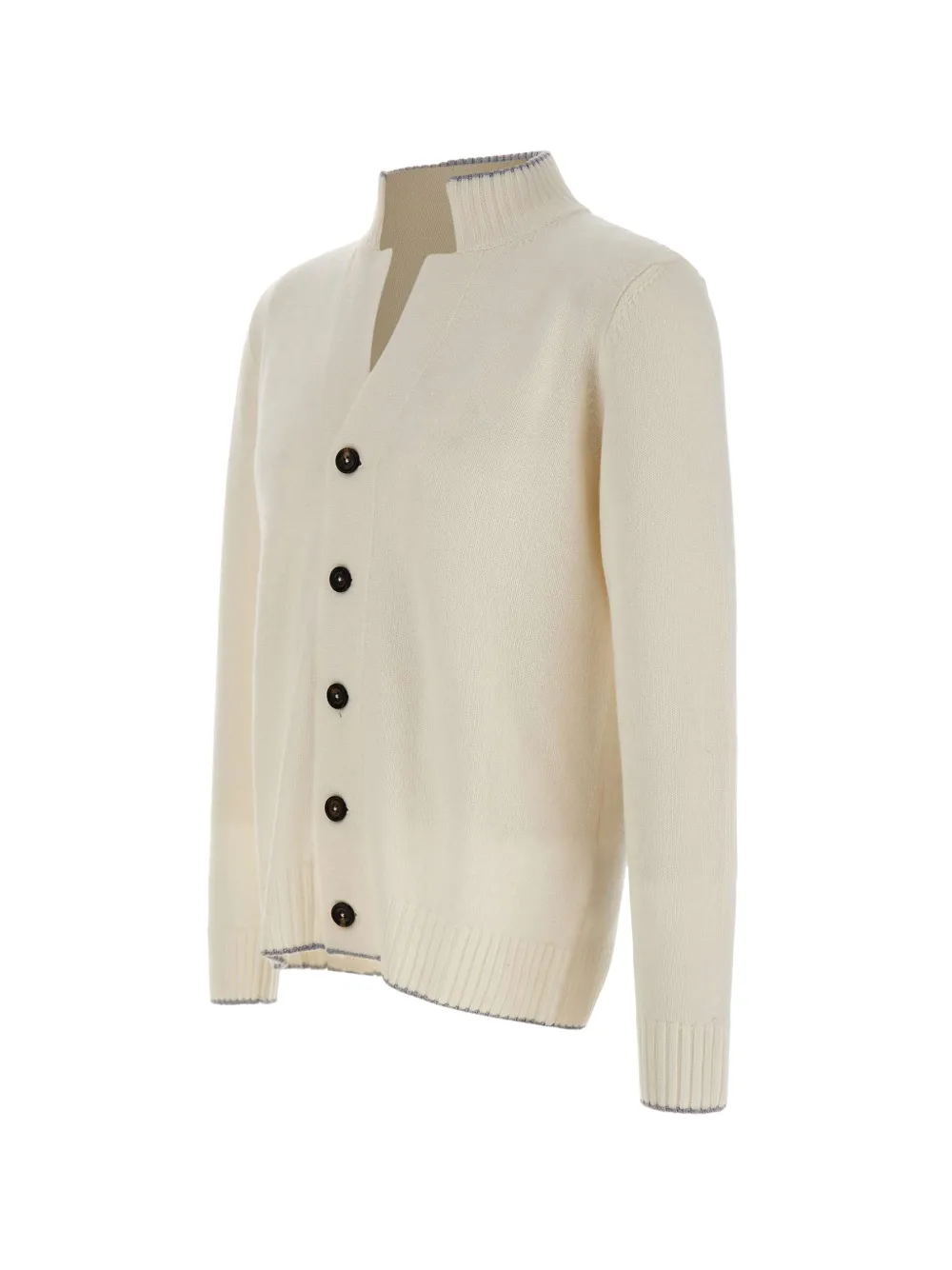 Eleventy Vest met geribbelde afwerking en knopen Beige