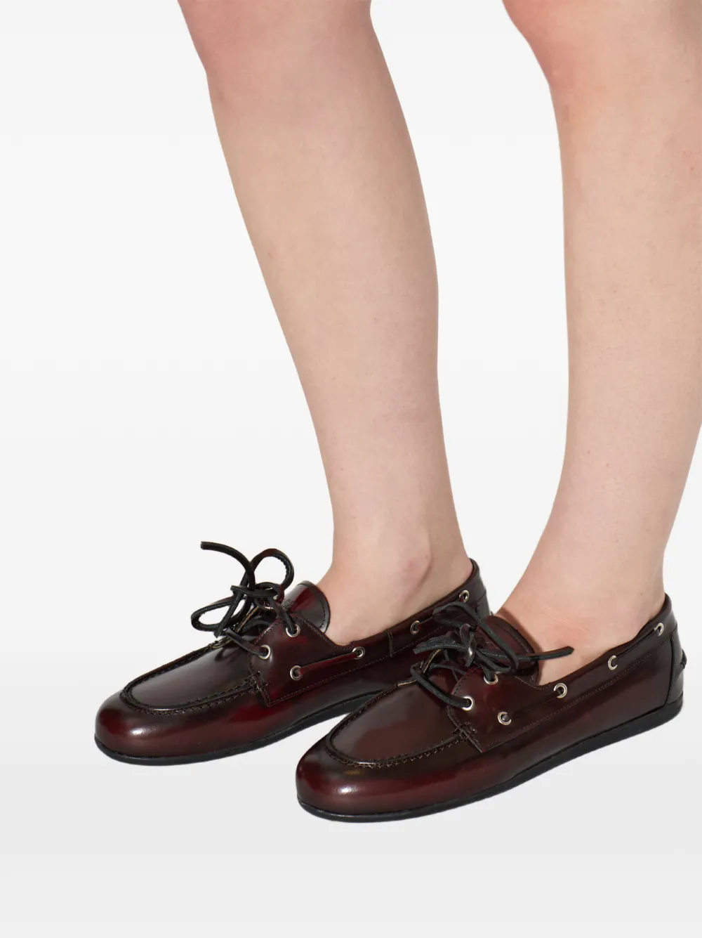 Posa lace-up leather loafers Rood