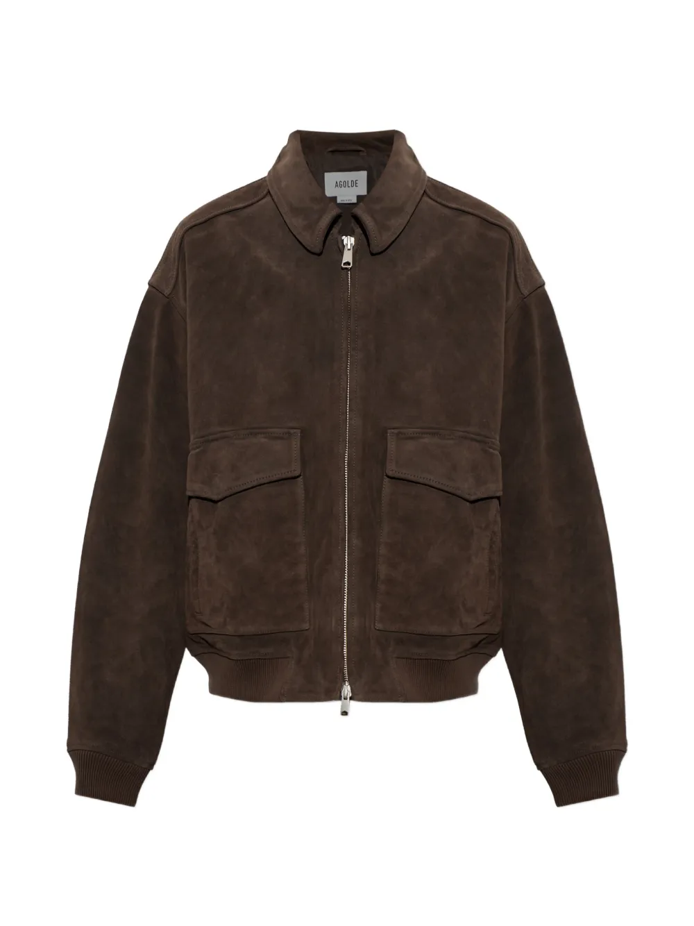 AGOLDE Emil suede bomber jacket - Marrone