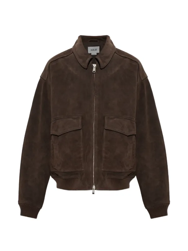 Agolde Emil Suede Bomber Jacket in Brown