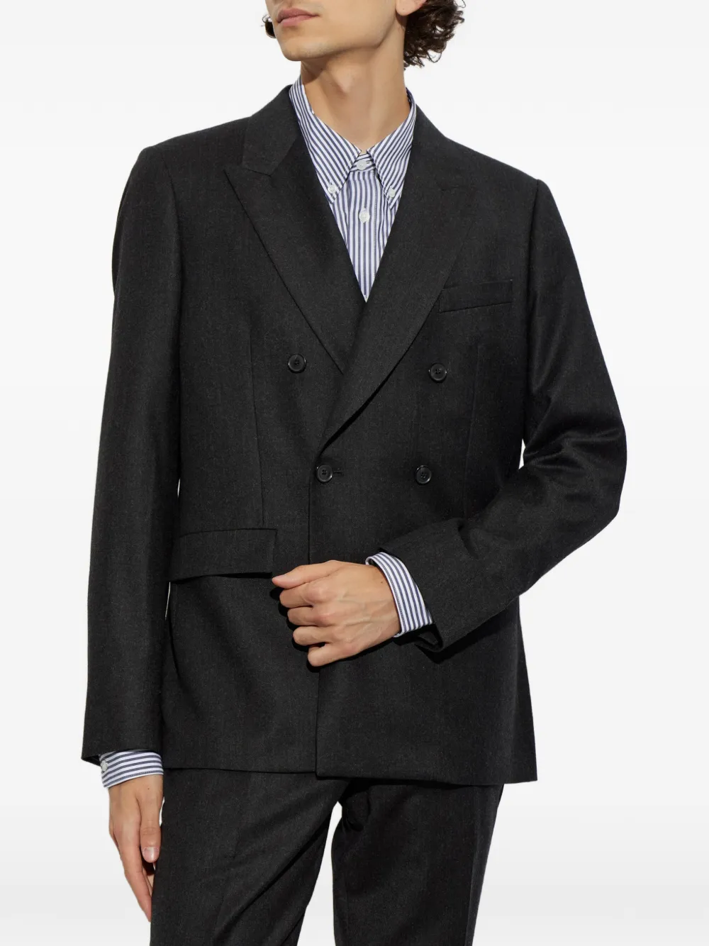 Paul Smith Blazer van wol-kasjmier flanel met dubbele rij knopen Grijs