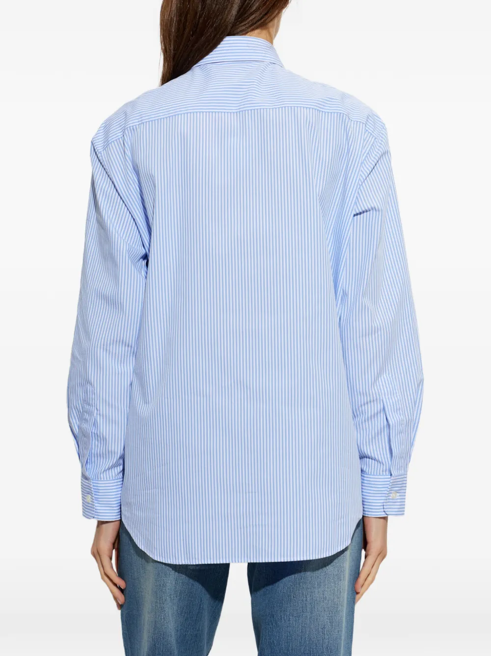 A BATHING APE Gestreepte blouse met geborduurd logo Blauw