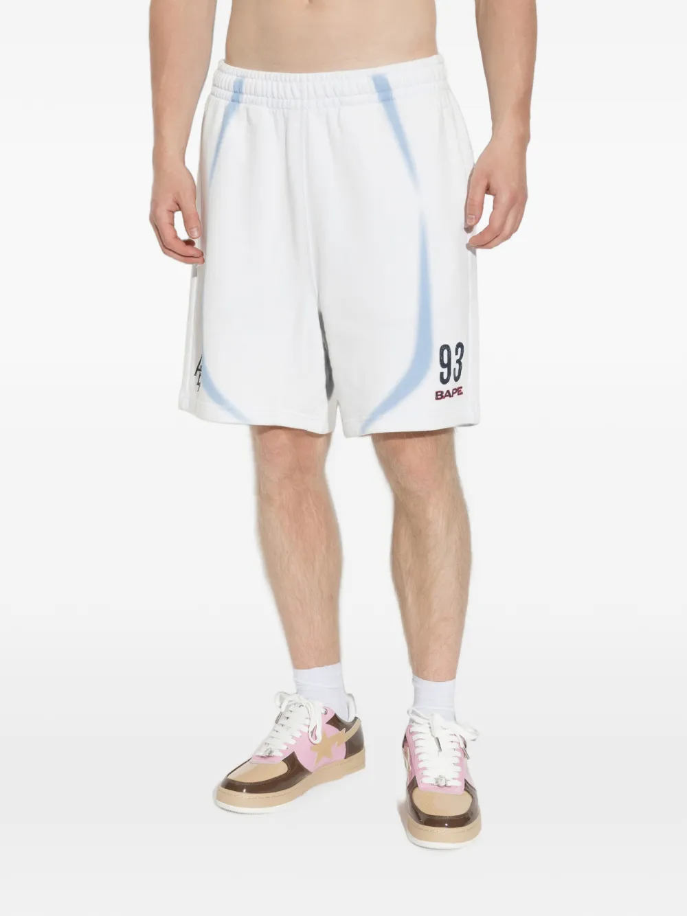 A BATHING APE logo-print elasticated-waist track shorts Wit