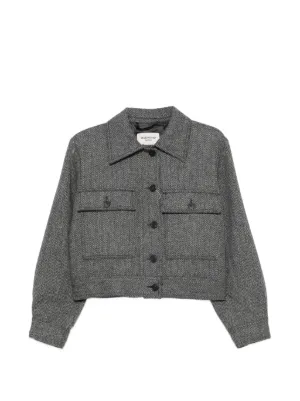 GANNI ストライプ パフスリーブ ジャケット | グレー | FARFETCH JP
