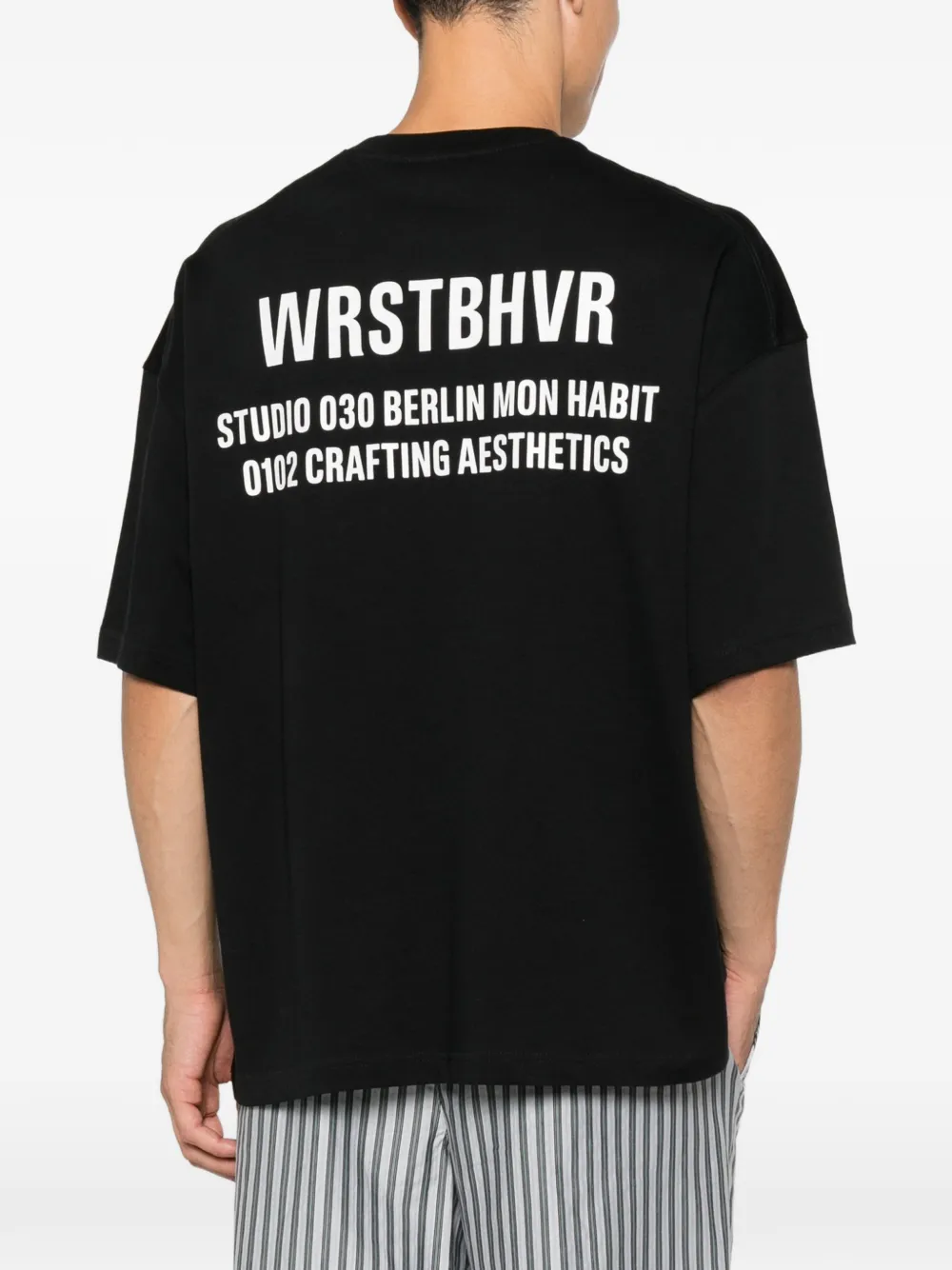 WRSTBHVR T-shirt met logoprint en verlaagde schouders Zwart