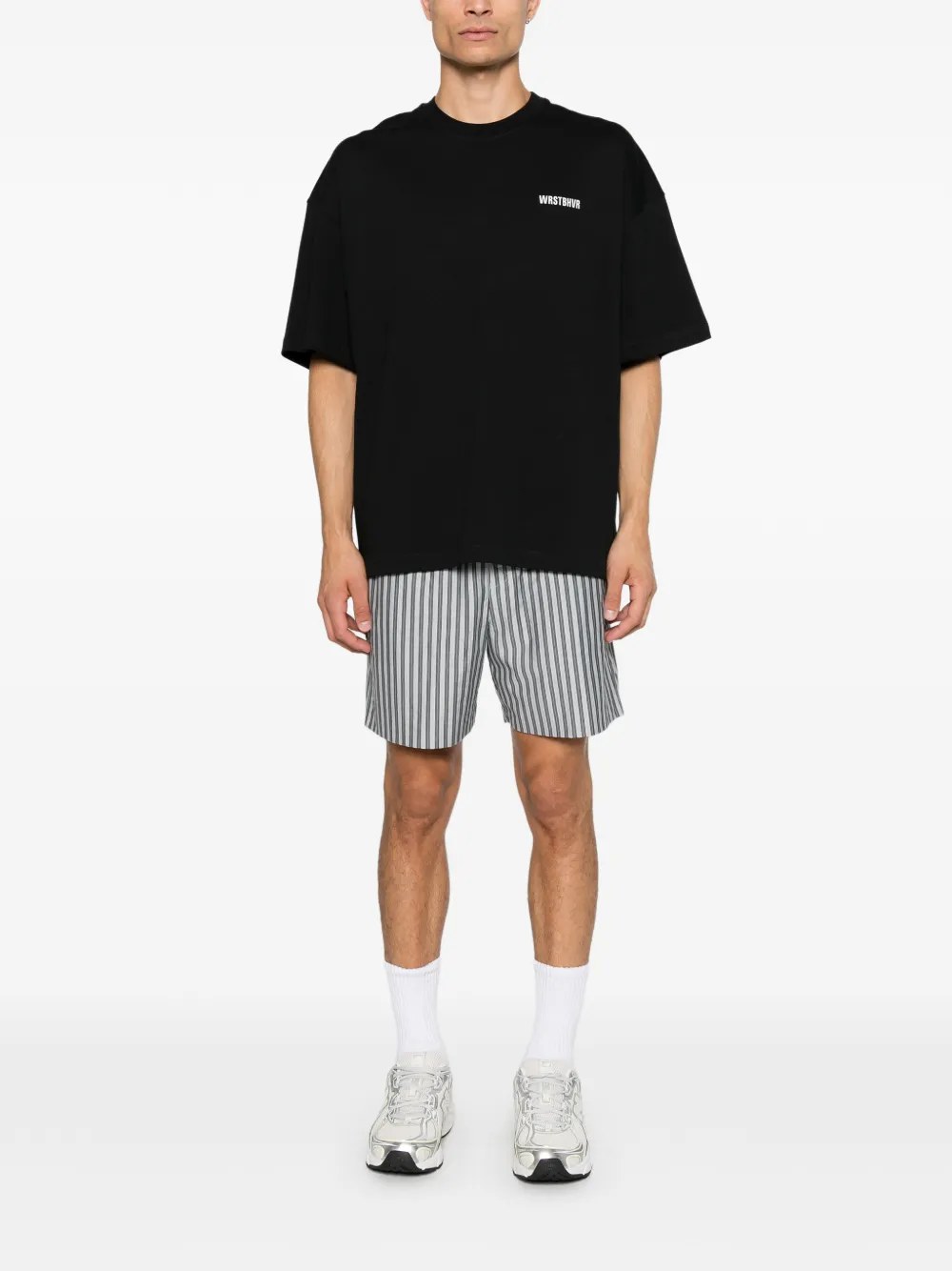 WRSTBHVR T-shirt met logoprint en verlaagde schouders Zwart