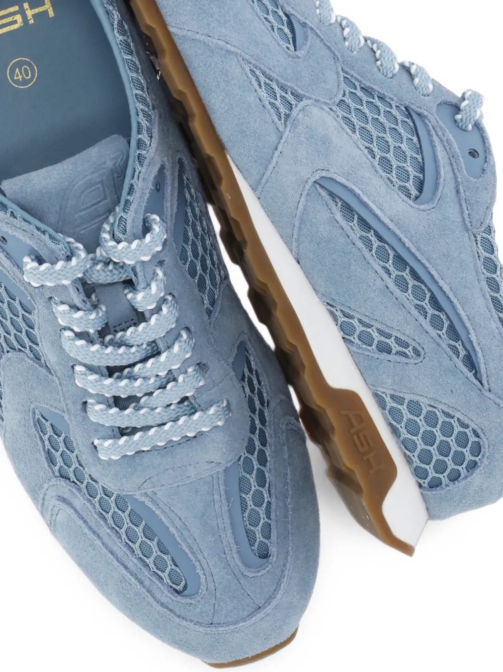 Ash Kasar Net mesh-panelled suede sneakers Blauw