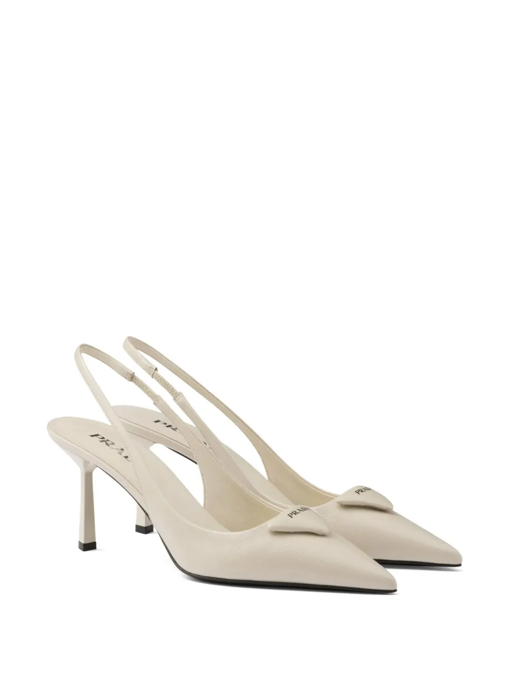 Prada logo-plaque slingback pumps Beige