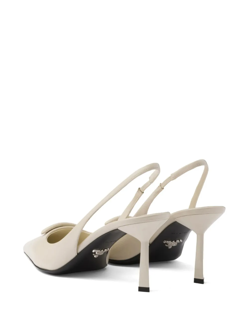 Prada logo-plaque slingback pumps Beige