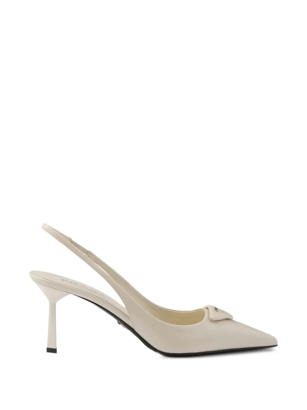 Prada logo-plaque slingback pumps Beige