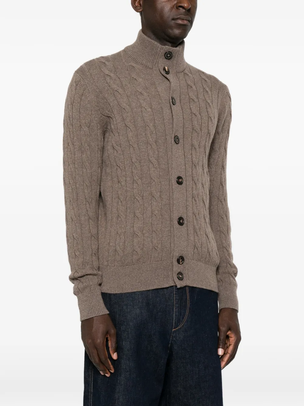 Filippo De Laurentiis Kabelgebreid vest Bruin