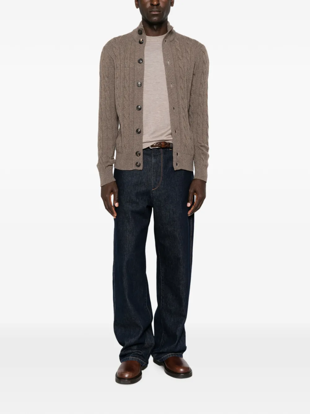 Filippo De Laurentiis Kabelgebreid vest Bruin