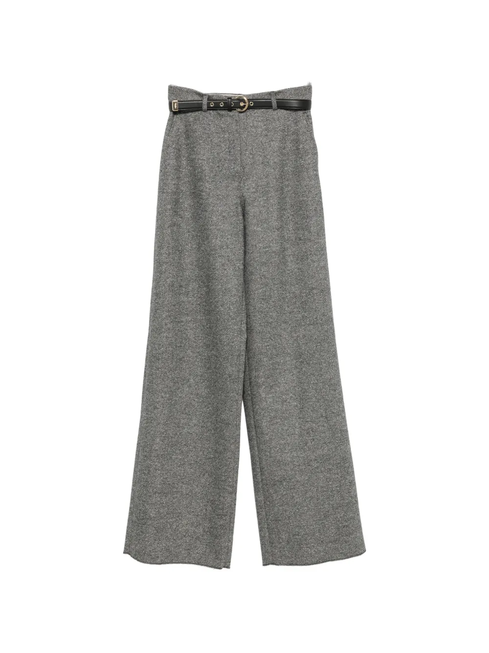 Max Mara Belted Wool Trousers In Grey
