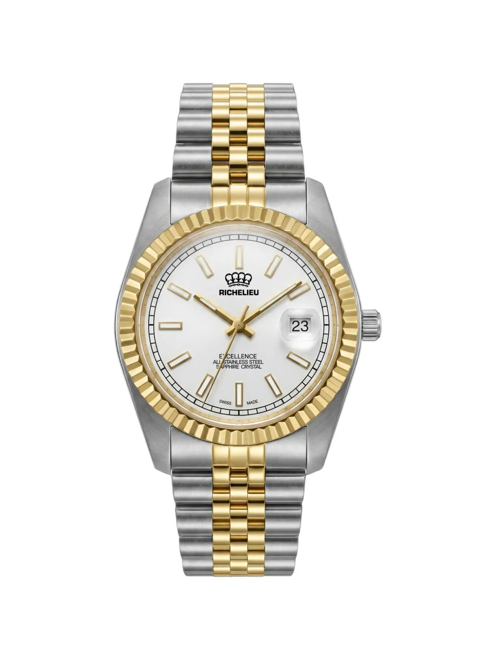 Richelieu Swiss Classic fluted bezel 41mm watch - Bianco